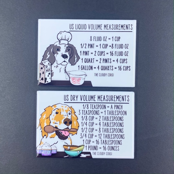 English Setter Dog Measuring Chart Magnet Set Handmade Cooking Baking  Guide - Picture 2 of 6